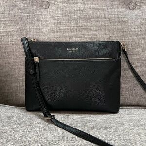Kate Spade Polly Medium Genuine Leather Minimalist Gold Hardware Crossbody Bag
